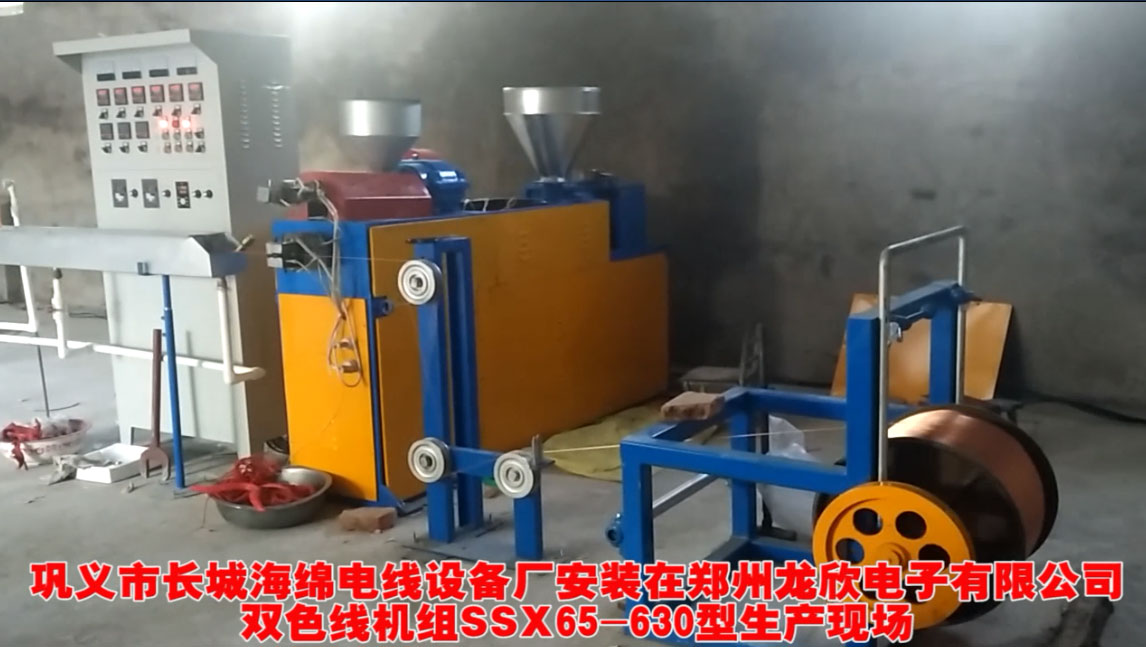 安装在郑州龙欣电子有限公司 双色线机组SSX65-630型一套生产现场